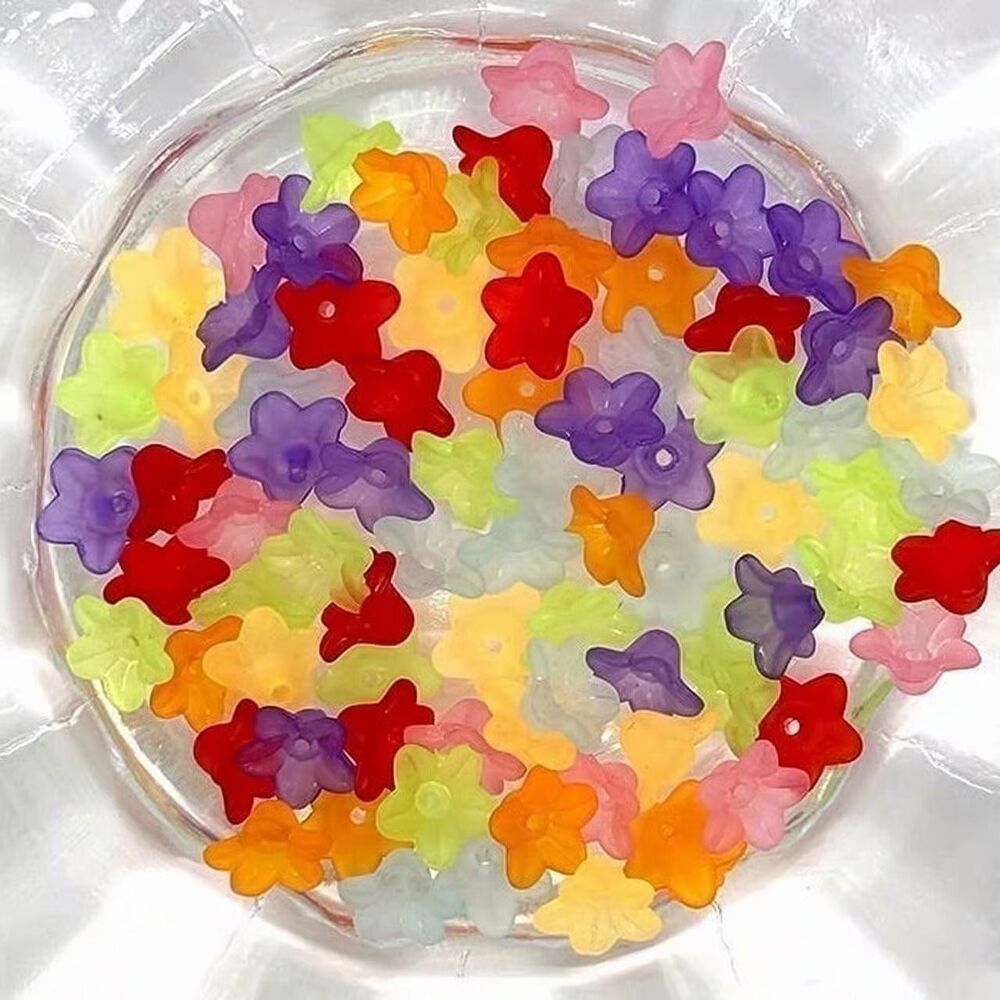 80pcs Beads for Jewelry #17840 Bright Lucite Flower Beads